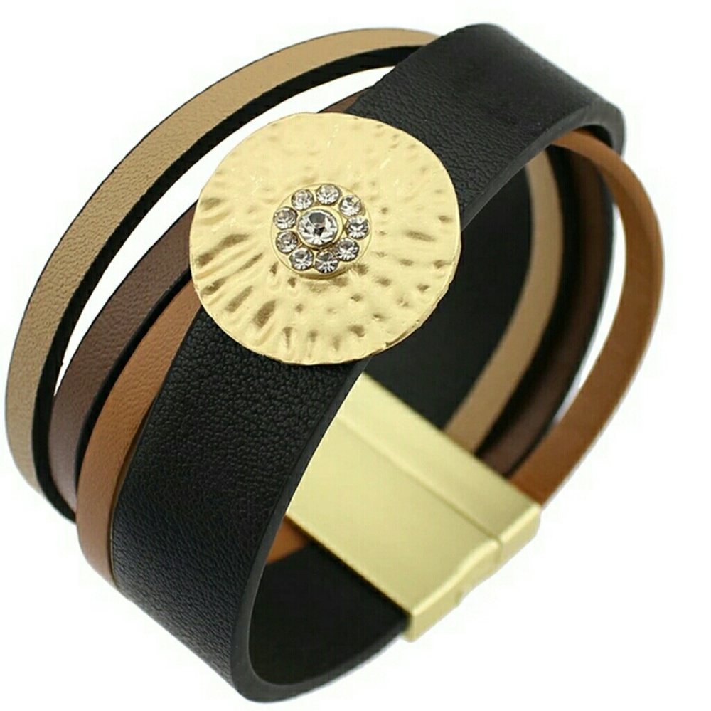 Gold & Leather Cuff